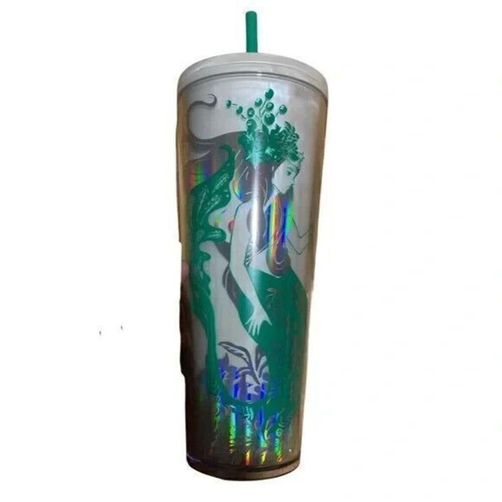 Starbucks 2022 Christmas Holiday Mint Pearl Mermaid Siren Tumbler 24oz